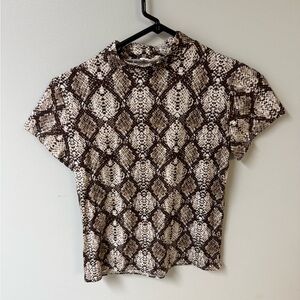 Olivia Rae Animal Print Top in Brown and Cream
